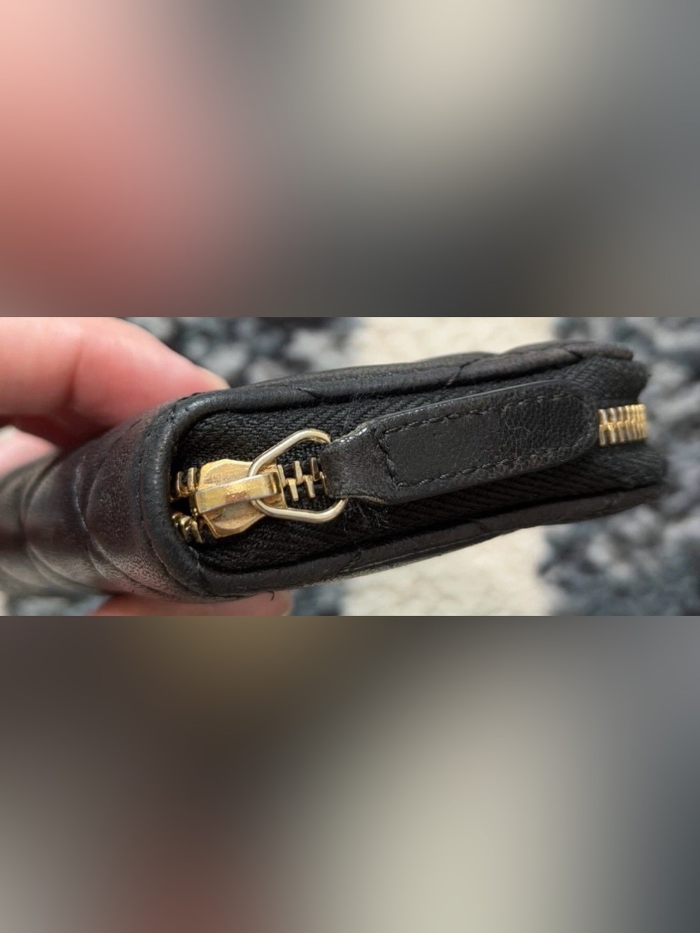 CHANEL Black Quilted Zip-Around Card Wallet with Gold CC - Picture 11 of 15